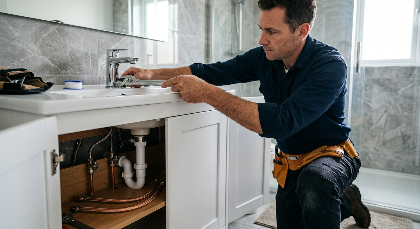 Pose de mitigeur chromé par un plombier au Chesnay